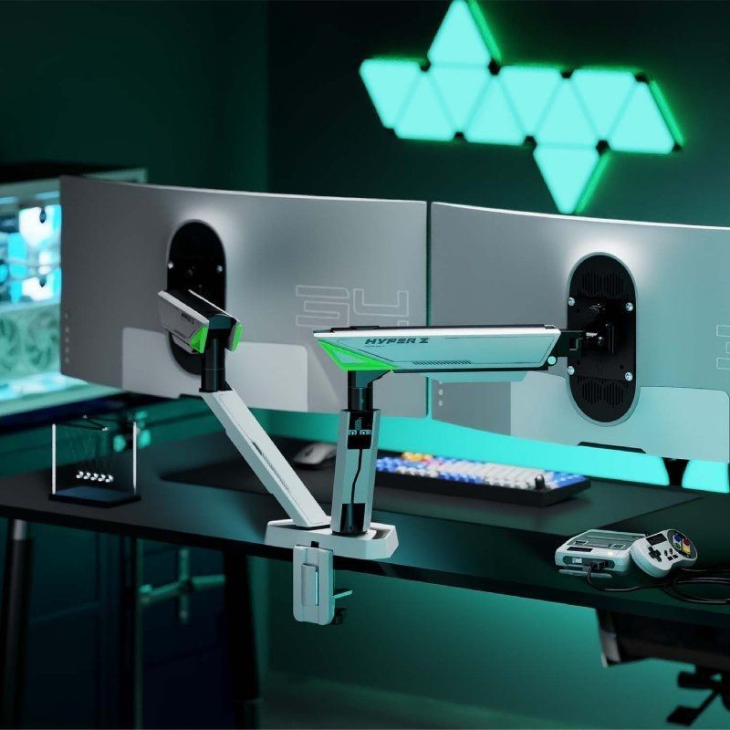 Soporte de Mesa Gaming con Contrapeso para 2 Monitores Aisens DT38TSR-345/ Giratorio/ Inclinable/ hasta 16kg - Imagen 4