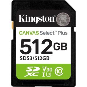 Tarjeta de Memoria Kingston CANVAS Select Plus 512GB SD XC/ Clase 10/ 150MBs 740617348347 SDS3/512GB KIN-SD SDS3 512GB