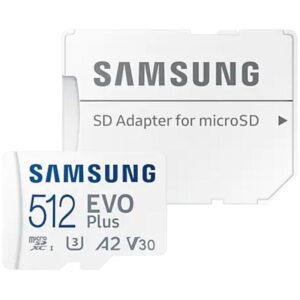 Tarjeta de Memoria Samsung EVO Plus 2023 512GB microSD XC con Adaptador/ Clase 10/ 160MBs 8806095420110 MB-MC512SA/EU SAM-MICROSD EVO P 2023 512GB
