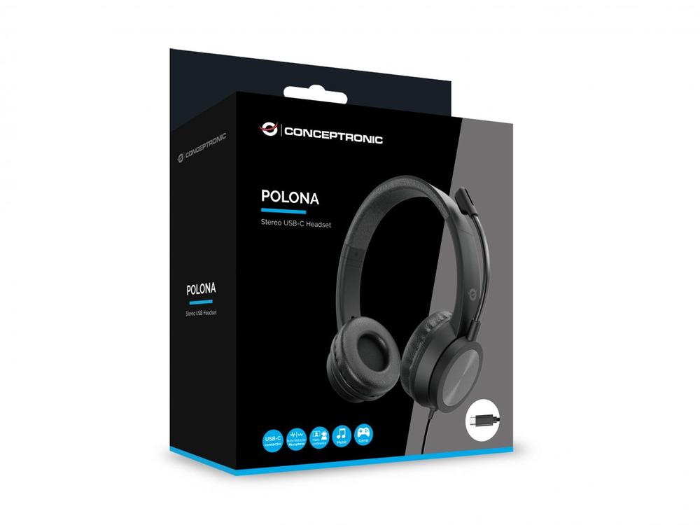 Auriculares conceptronic polona05bc usb - c negro - Imagen 7