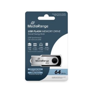 4260283112258 PENDRIVE 64GB USB 2.0 MEDIARANGE SILVER-BLACK MR912 A0056151 Mediarange Almacenamiento MR912