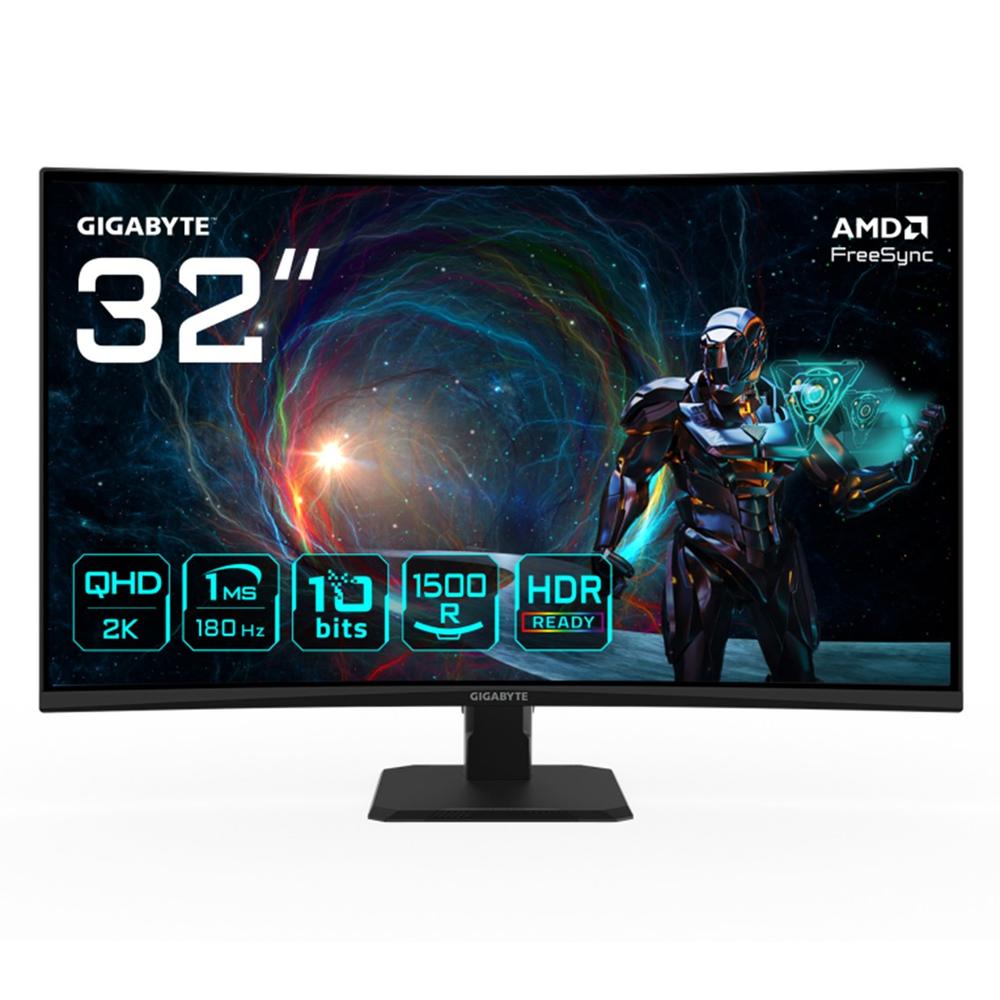 4719331863548 | P/N: 20VM0-GS32QCABM-1EUR | Cod. Artículo: DSP0000030942 Monitor curvo gaming gigabyte gs32qca 31.5 pulgadas qhd 180hz