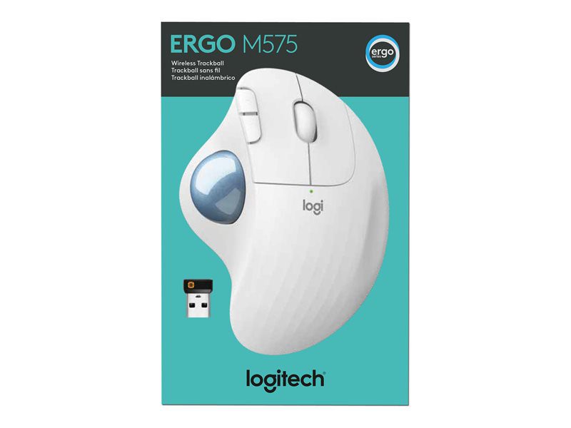 Mouse raton logitech ergo m575 bluetooth & wireless blanco - Imagen 4