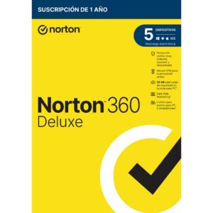 5397231019389 | P/N: 21433201 | Cod. Artículo: MGS0000013648 Antivirus norton 360 deluxe 50gb español 1 usuario 5 dispositivos 1 año caja generic rsp mm gum