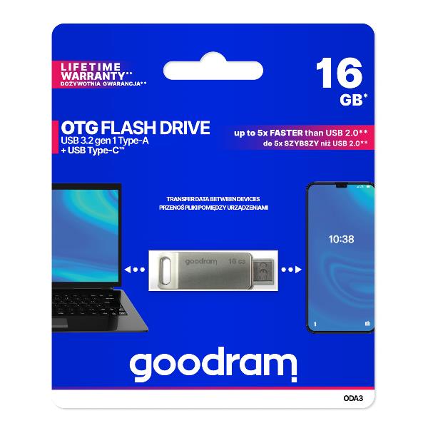 Memoria usb 3.2 - usb tipo c goodram 16b oda3 plata - Imagen 3