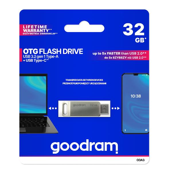 Memoria usb 3.2 - usb tipo c goodram 32b oda3 plata - Imagen 3
