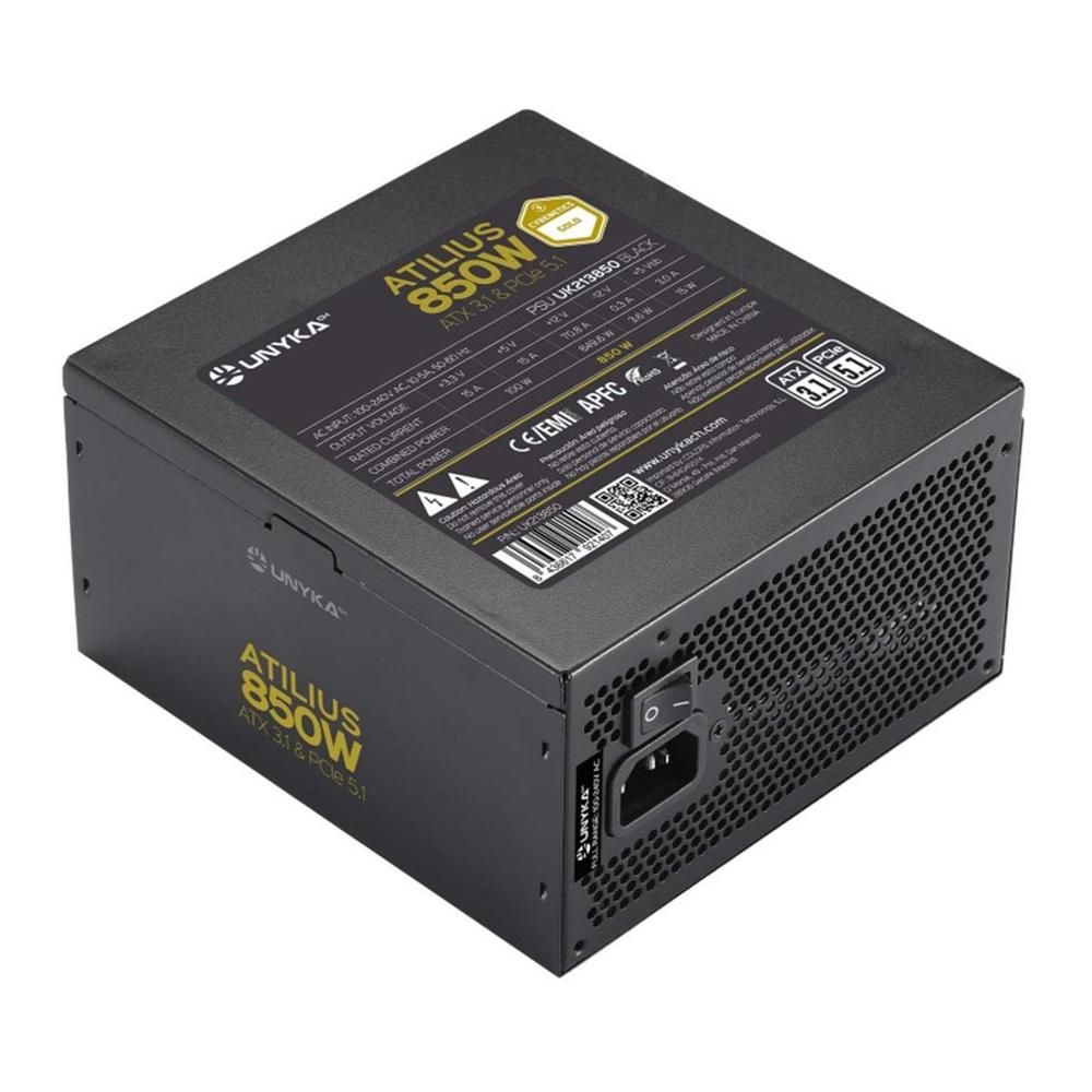 8436617921407 | P/N: UK213850 | Cod. Artículo: DSP0000038103 Fuente alimentacion unyka atilius gaming atx 850w