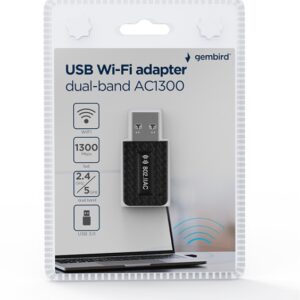 ADAPTADOR GEMBIRD WI-FI USB AC1300 DE BANDA DUAL COMPACTO 8716309129435 WNP-UA1300-03