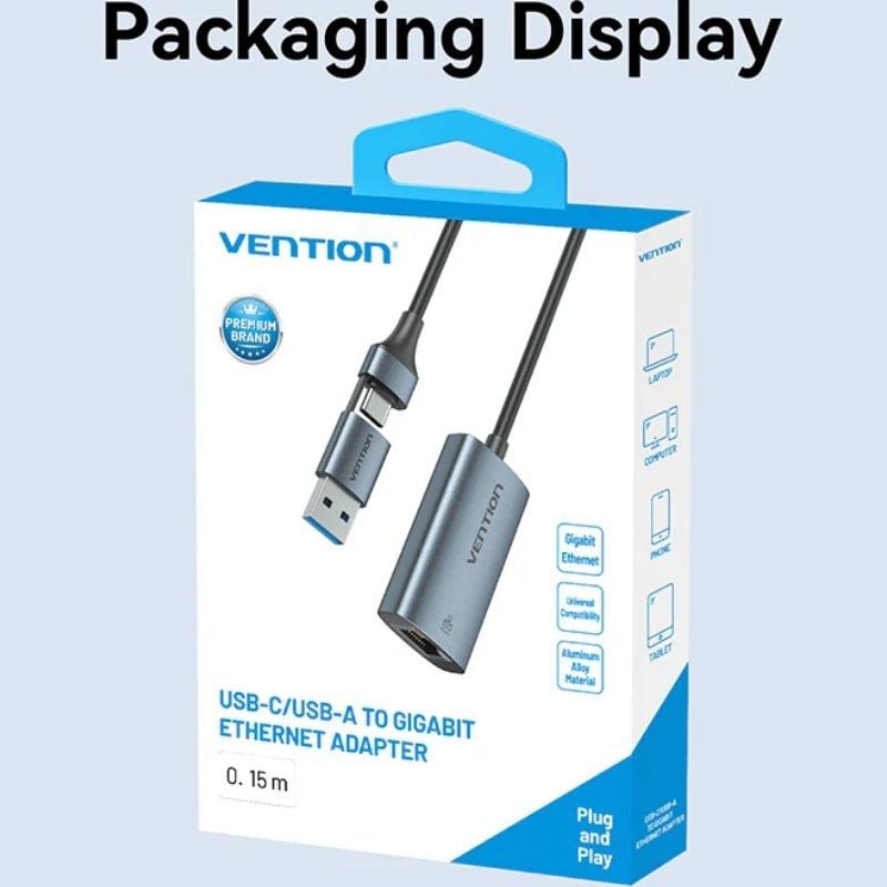 Adaptador USB/USB Tipo-C - RJ45 Vention CFQHB/ 1000Mbps - Imagen 4