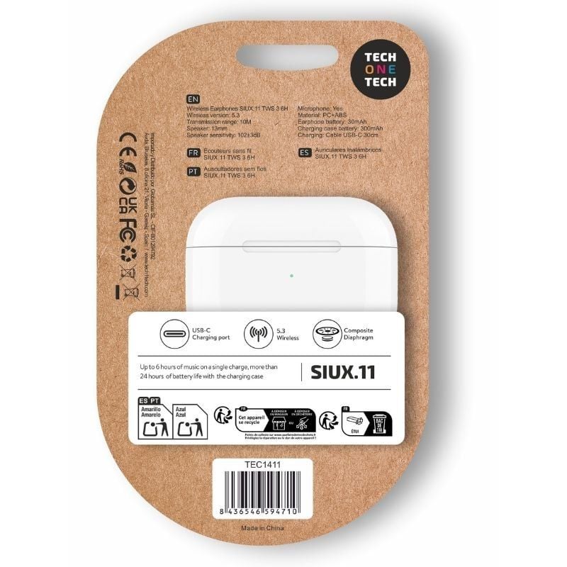 Auriculares Bluetooth Tech One Tech SIUX.11 TEC1411/ con estuche de carga/ Autonomía 6h/ Blancos - Imagen 2