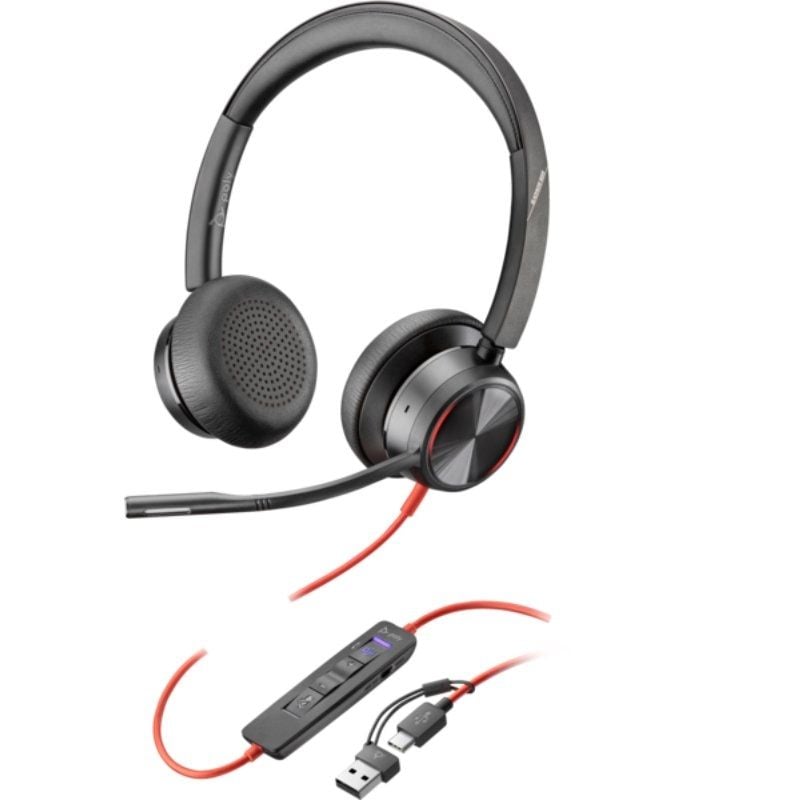 Auriculares Poly Blackwire 8225 para Microsoft Teams + Adaptador USB-C/A/ con Micrófono/ USB Tipo-C/ Negros 197498429267 8X225AA HP-POL 8X225AA