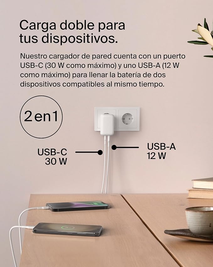 BOOSTCHARGE™ 42W - 30W USB-C PD PPS + 12W USB-A DUAL WALL CHARGE - Imagen 4