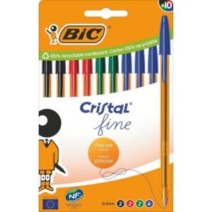 Bolígrafos de Tinta de Aceite Bic Cristal Fine 516356/ 10 unidades/ Colores Surtidos 3086123734784 516356 BIC-CRISTAL FINE SURTIDO 10U
