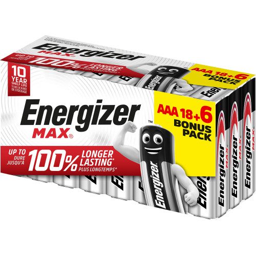 CAJA 18+6 PILAS ALKALINAS MAX TIPO LR03 (AAA) ENERGIZER E303513204 7638900414677 | P/N: E303513201 | Ref. Artículo: 1324075