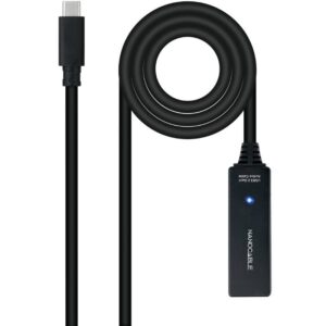 Cable Alargador USB Tipo-C 3.2 con Amplificador Nanocable 10.01.1311/ USB Tipo-C Macho - USB Tipo-C Hembra/ 5m/ Negro 8433281015333 10.01.1311 NAN-CAB 10 01 1311