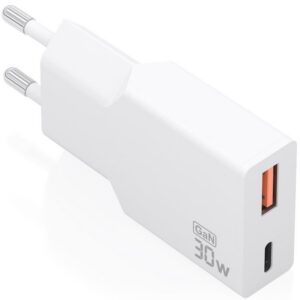 Cargador de Pared GaN Aisens A110-1002/ 1xUSB Tipo-C/ 1xUSB/ 30W/ Blanco 8435739904695 A110-1002 AIS-CARGA A110-1002