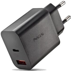 Cargador de Pared GaN NGS Era 30W/ 1xUSB Tipo-C/ 1xUSB/ 30W 8435430626155 ERA30WBLACK NGS-CARGA ERA 30W BK