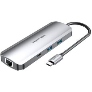 Docking USB Tipo-C Vention TOMHB/ 1xHDMI 4K/ 2xUSB/ 1xUSB Tipo-C/ 1xUSB Tipo-C PD/ 1xRJ45/ 1xLector Tarjetas SD y MicroSD/ Jack 3.5/ Gris 6922794753471 TOMHB VEN-DOCK TOMHB