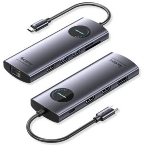 Docking USB Tipo-C Vention TQWHB/ 2xHDMI 4K/ 1xDisplayPort/ 3xUSB/ 1xUSB Tipo-C PD/ 1xRJ45/ 1xLector Tarjetas/ Gris 6922794779907 TQWHB VEN-DOCK TQWHB