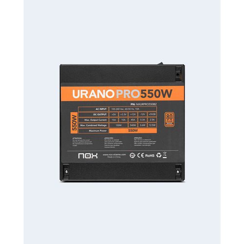FUENTE ALIMENTACION 550W NOX URANO PRO PFC-ACTIVO 80+BRONZE 12CM ATX - Imagen 2