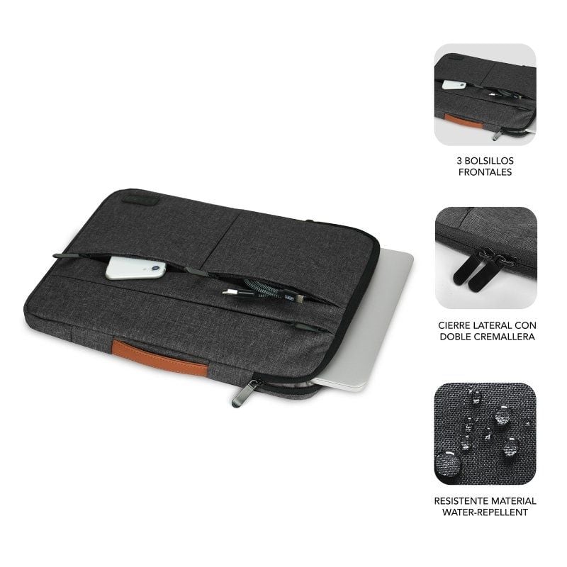 Funda Subblim Air Padding 360 Sleeve para Portátiles hasta 14"/ Gris Oscuro - Imagen 2