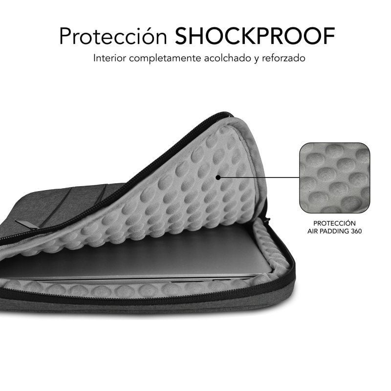 Funda Subblim Air Padding 360 Sleeve para Portátiles hasta 14"/ Gris Oscuro - Imagen 3