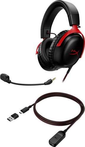 HP HyperX Cloud III - Auriculares gaming (negro-rojo) - Imagen 4