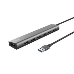 Hub USB 3.2 Gen1 Trust Halyx/ 7xUSB/ 1xUSB-C/ Gris 8713439249675 24967 TRU-HUB USB 7USB HALYX