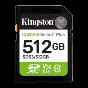 Kingston Technology 512 GB SDXC Canvas Select Plus Gen3 150 MB/s C10 UHS-I U3 V30 0740617348347 | P/N: SDS3/512GB | Ref. Artículo: 1400998