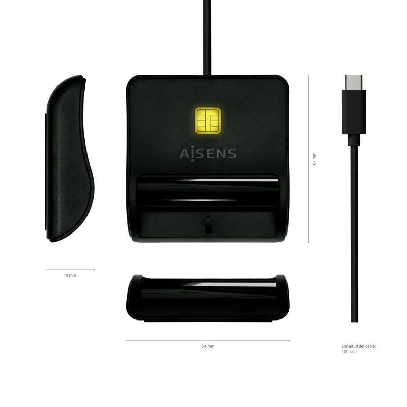 Lector de DNI USB Tipo-C Aisens ASCR-SN03C-BK/ USB Tipo-C/ Negro - Imagen 5