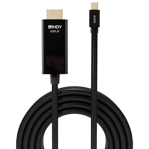 Lindy 36928 adaptador de cable de vídeo 3 m Mini DisplayPort HDMI tipo A (Estándar) Negro - Imagen 2