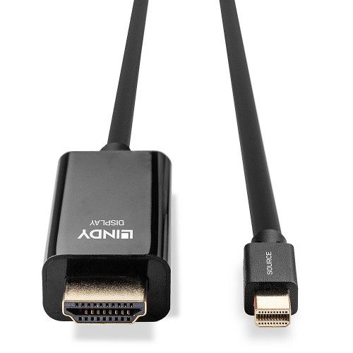 Lindy 36928 adaptador de cable de vídeo 3 m Mini DisplayPort HDMI tipo A (Estándar) Negro - Imagen 4