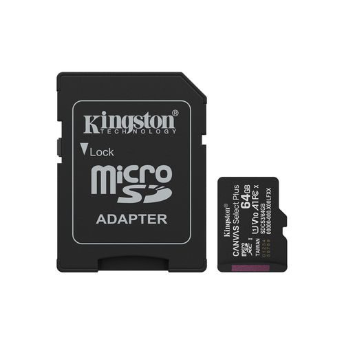 MICROSD KINGSTON 64GB CL10 CANVAS SELECT PLUS + ADAPTADOR 740617348408 P/N: SDCS3/64GB | Ref. Artículo: SDCS3/64GB