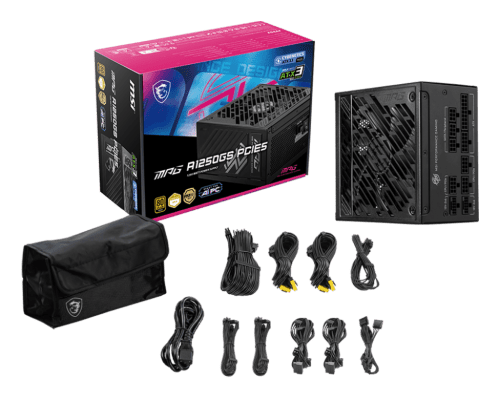 MSI MPG A1250GS PCIE5 unidad de fuente de alimentación 1250 W 20+4 pin ATX ATX Negro - Imagen 4