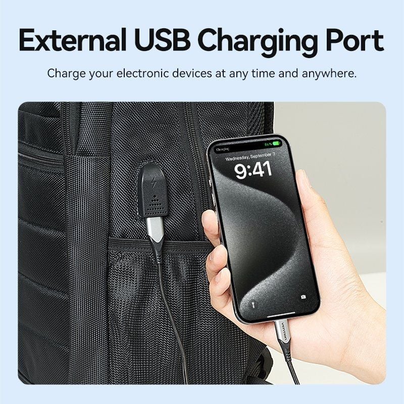 Mochila Vention KRKB0 para Portátiles hasta 17"/ 20L/ Impermeable/ Puerto USB/ Antirrobo/ Negra - Imagen 5