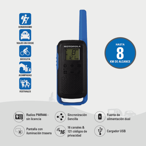 PACK 2 WALKIE TALKIE T62 ROJO MOTOROLA 59T62REDPACK - Imagen 6