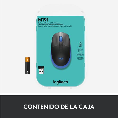 RATON LOGITECH M190 INALAMBRICO NEGRO/AZUL - Imagen 11