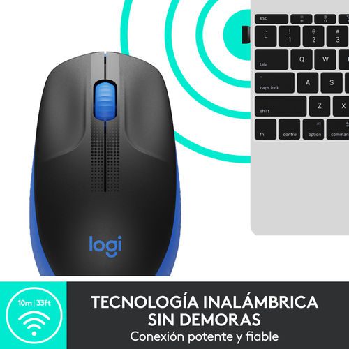 RATON LOGITECH M190 INALAMBRICO NEGRO/AZUL - Imagen 8