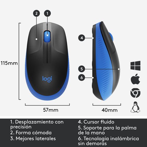 RATON LOGITECH M190 INALAMBRICO NEGRO/AZUL - Imagen 10
