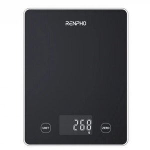 RENPHO  CALIBRA 1L - SMART NUTRITION SCALE - BLE - 3AAA - BLACK GLASS (UP TO 22LB/10KG) 4897122201530 | P/N: PEU-R-T001-BK | Ref. Artículo: 1400905
