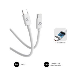 SUBBLIM CABLE PLUS 100W C-C 2m WHITE 8436586743604 | P/N: SUBCAB-C10011 | Ref. Artículo: 1399495