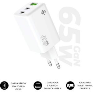 SUBBLIM CARGADOR GAN 65W CHARGER USB C+C+A 8436586743505 | P/N: SUBCHG-6G6530 | Ref. Artículo: 1400592