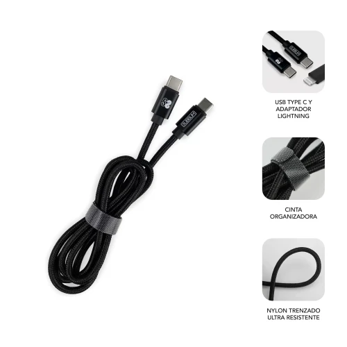 SUBBLIM CARGADOR ULTRA RAPIDO 2xUSB DE PARED PD25W+QC3.0+Cable C to C y lightning Negro - Imagen 2