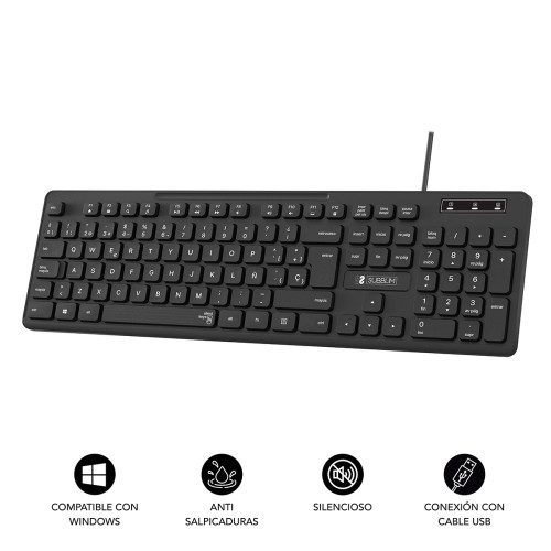 SUBBLIM Teclado Ergonómico Business Slim Silencioso con cable USB - Imagen 2