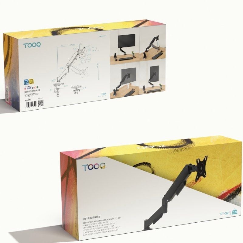 Soporte de Mesa para Monitor TooQ DB1733TNR-B/ Giratorio/ Inclinable/ hasta 9kg - Imagen 2