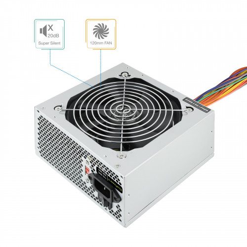 TooQ TQEP-500S-INT unidad de fuente de alimentación 500 W 24-pin ATX ATX Plata - Imagen 4