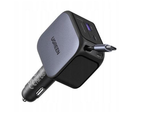UGREEN 145W 3C1A FAST CAR CHARGER WITH RETRACTABLE USB-C CABLE 6941876271405 | P/N: 55910B | Ref. Artículo: 1402177