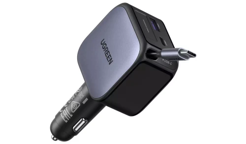 UGREEN 90W 2C1A FAST CAR CHARGER WITH RETRACTABLE USB-C CABLE 6941876271399 | P/N: 55909B | Ref. Artículo: 1402176