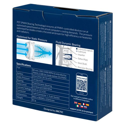 VENTILADOR 8CM ARCTIC P8 PWM PST NEGRO - Imagen 8