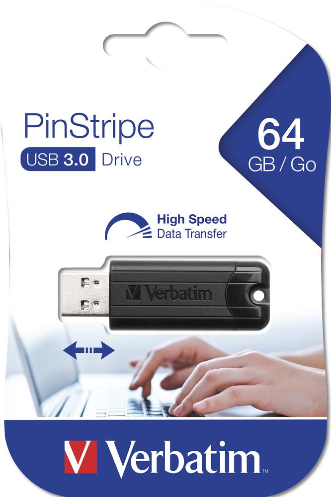 Memoria usb 3.2 verbatim pinstripe 64gb negro - Imagen 5